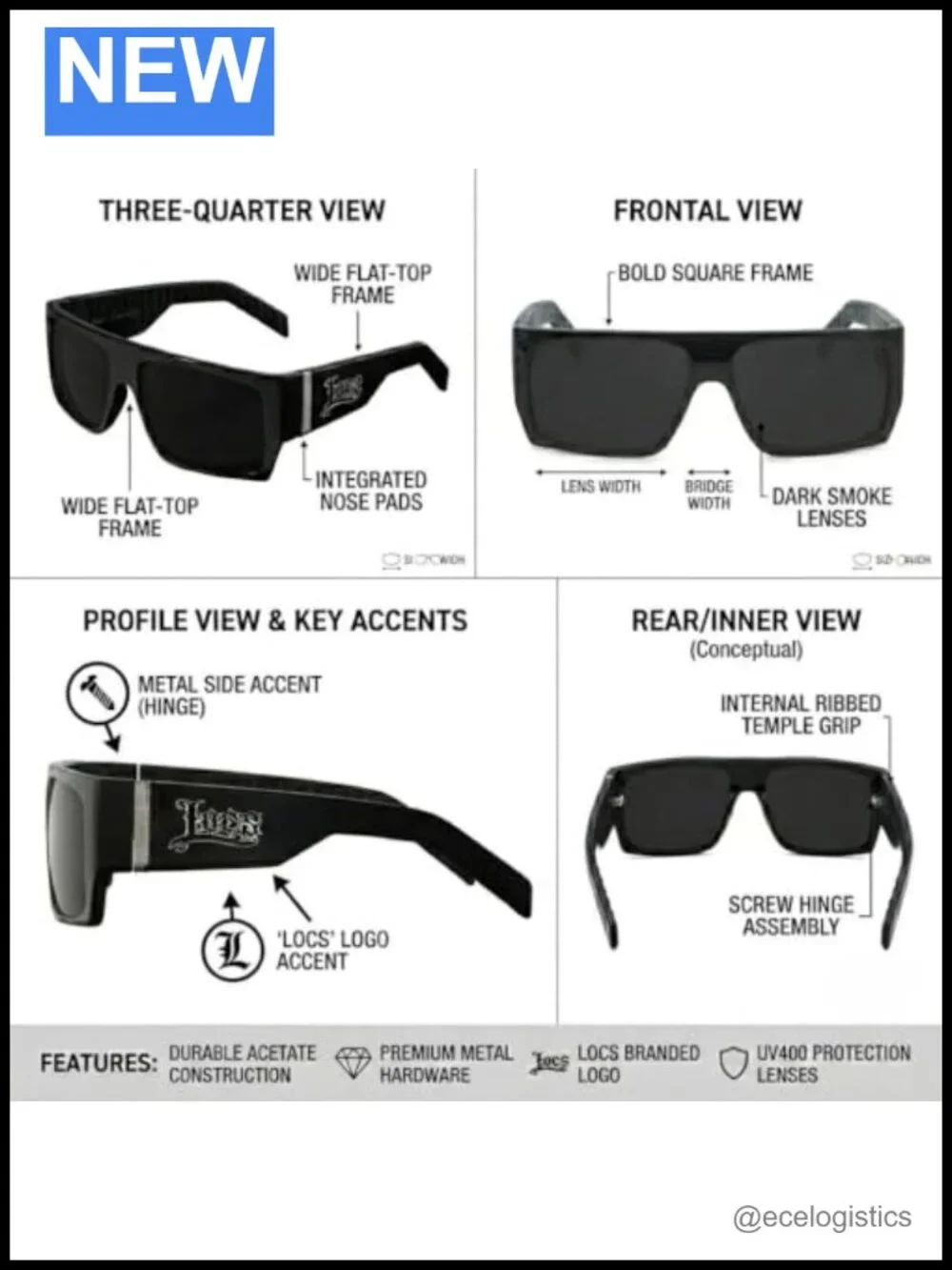 Flat Top Sunglasses Men UV Protection Wrap Style with Pouch